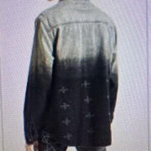 KSUBI Men’s Snakebite Denim Over shirt Black Long Sleeve Snap Closure